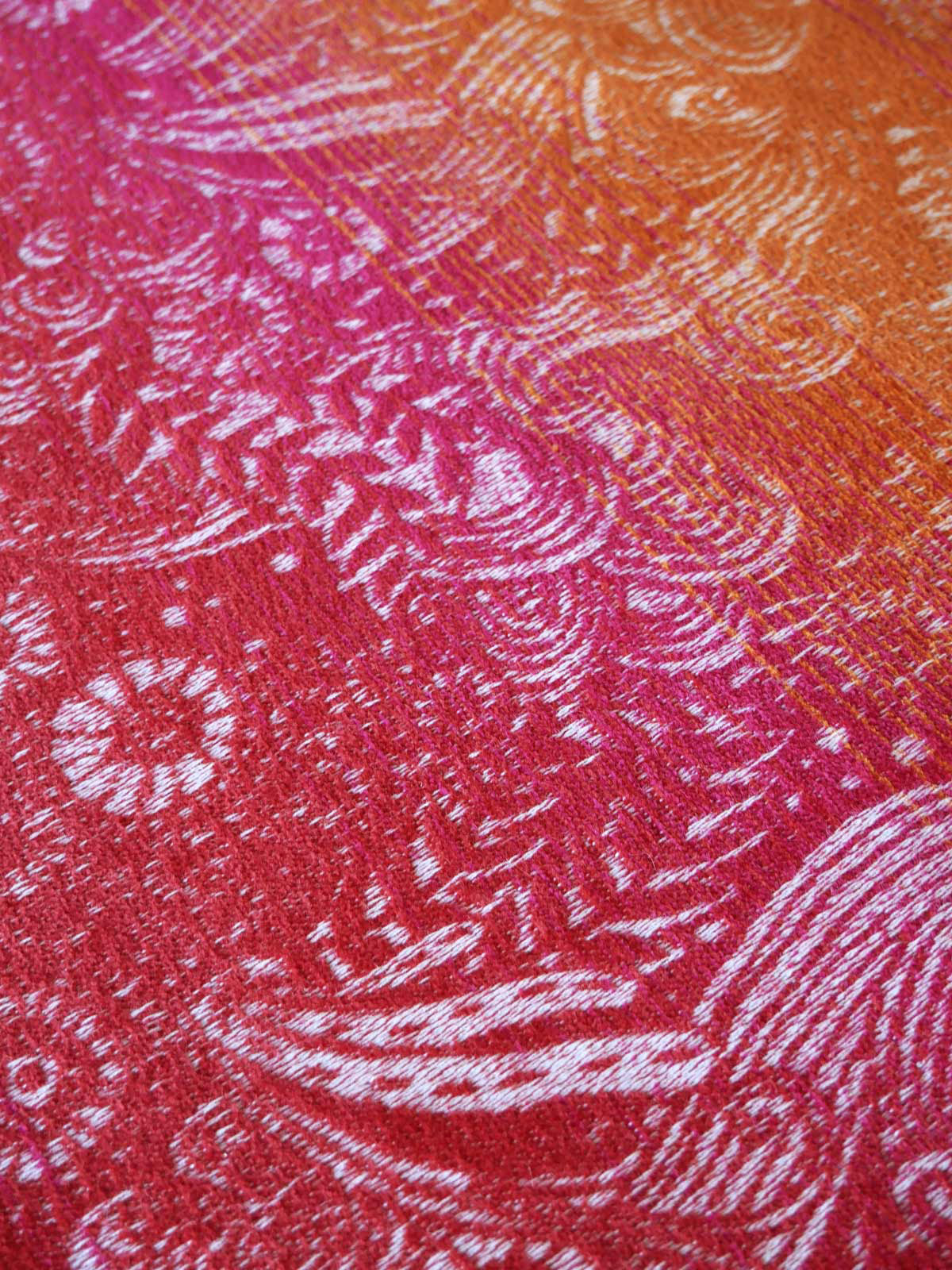 Close up of our Marina design in vibrant red and orange.