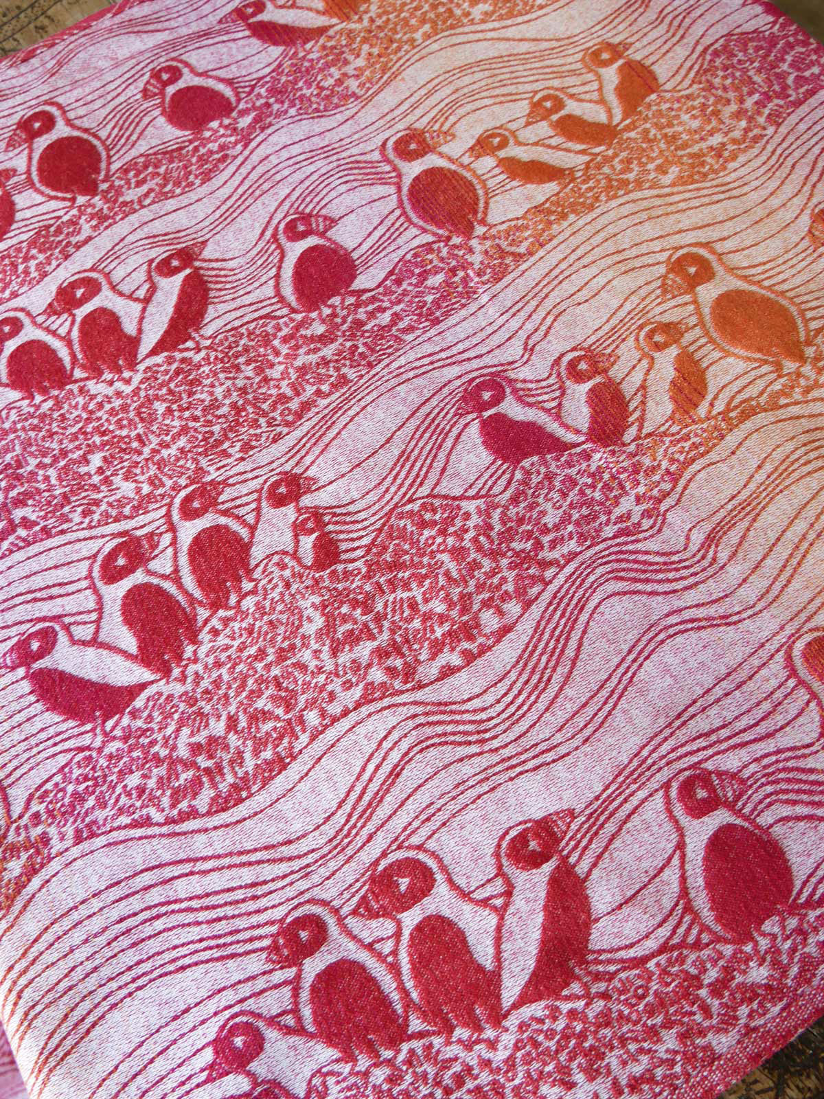 Reverse of fabric from puffins baby wrap.