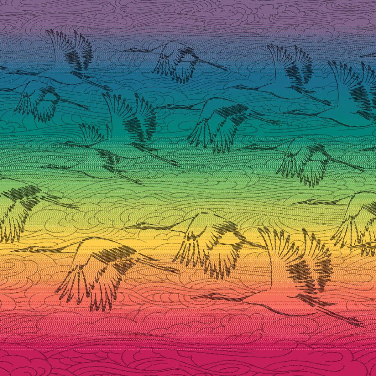 Cranes Ray of Sunshine Fabric Pieces