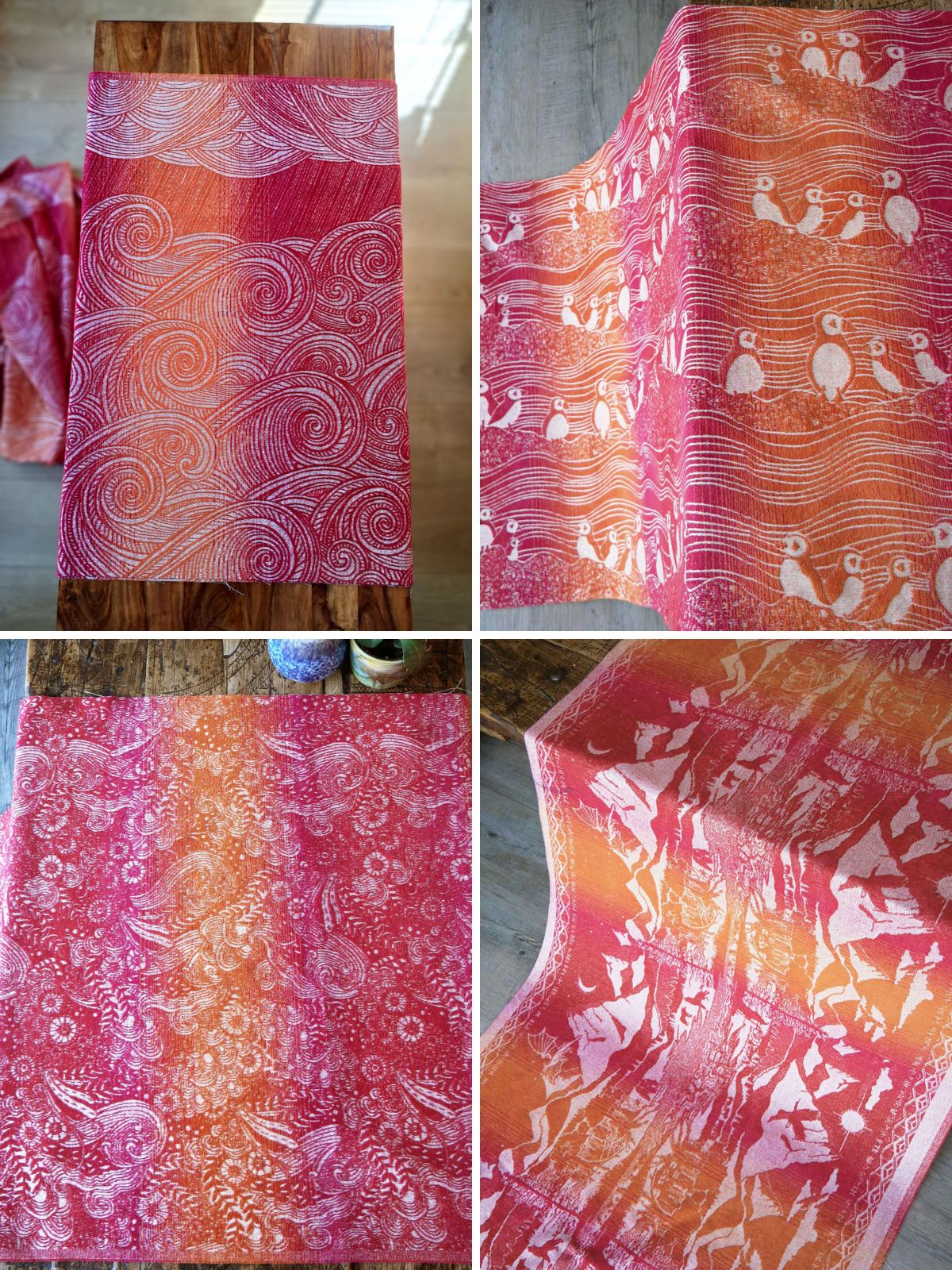 Collage of towel fabric collection. 