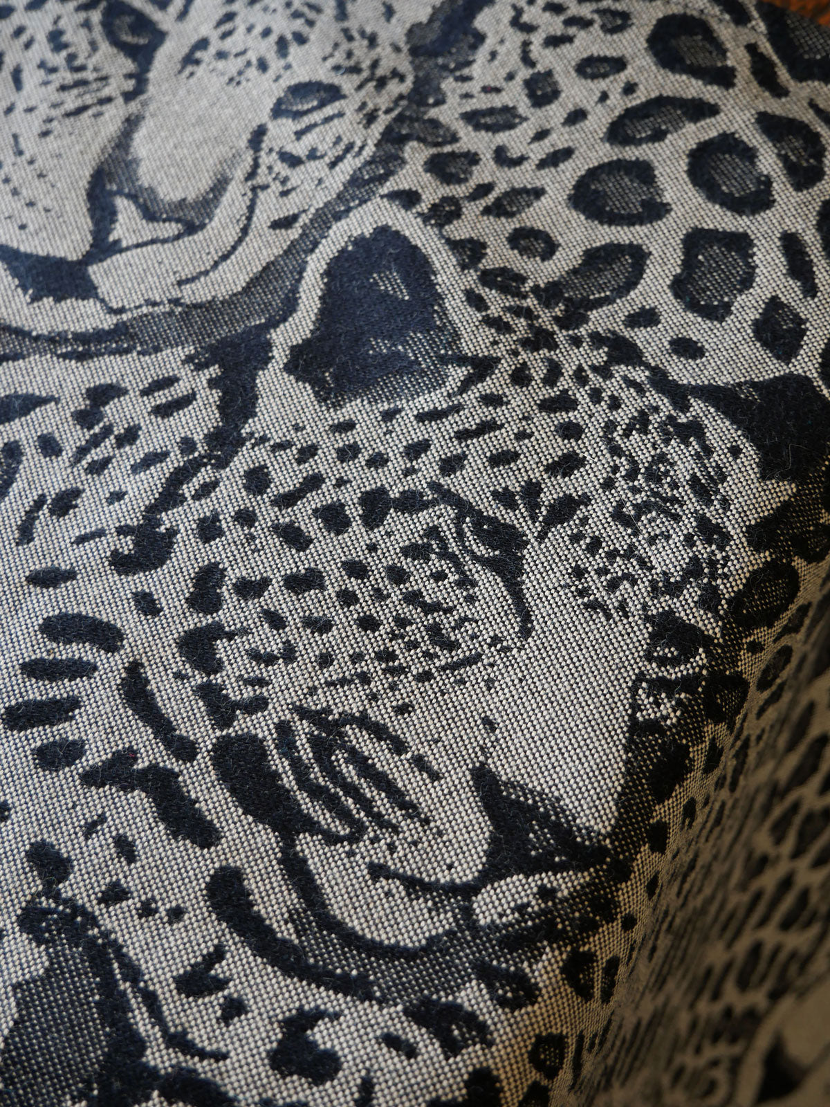 Close-up of fabric with a leopard print pattern