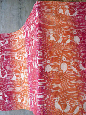 Draped puffins baby wrap fabric. 